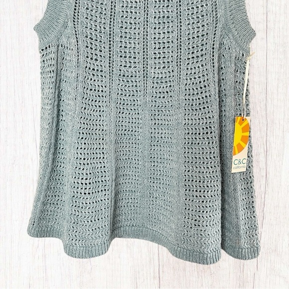 NWT C&C CALIFORNIA Mint Green Open Knit Sleeveless Swing Style Sweater Top - Picture 3 of 10